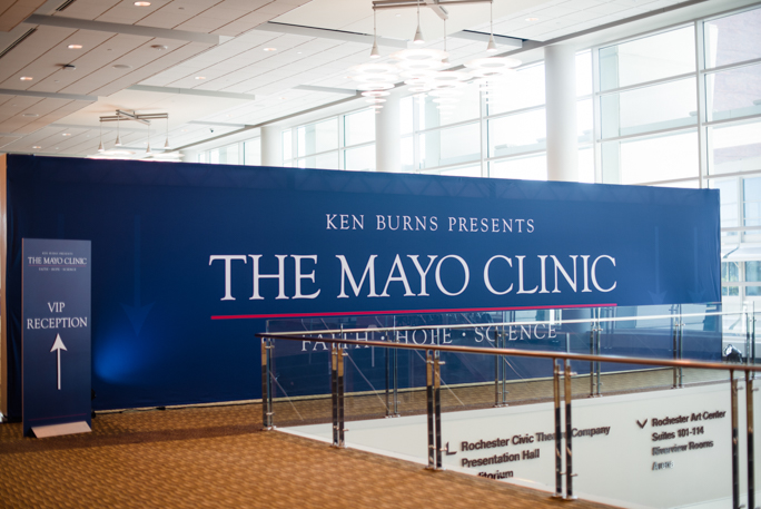 Event banner at the entrance of the Rochester Civic Center