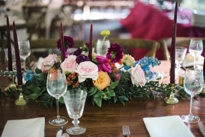 Glasses and flowers on the table