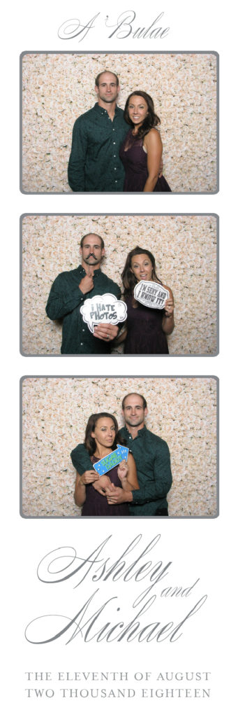 Three photos of a couple holding signs