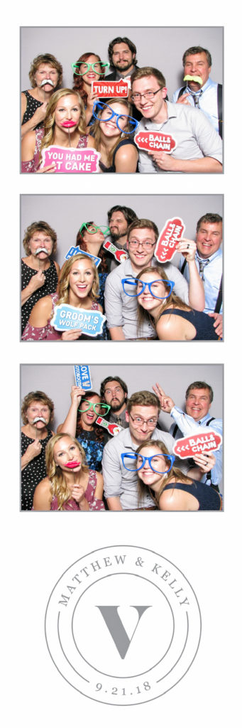 photo strip with a logo on the bottom and group of people smiling and holding signs