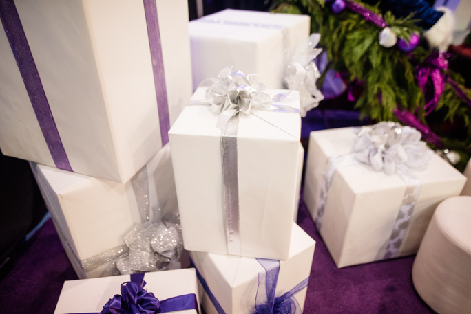 White gift boxes with ribbons