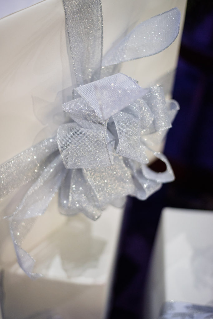 White gift box with a ribbon 