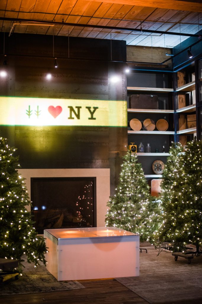 Lobby with Christmas trees