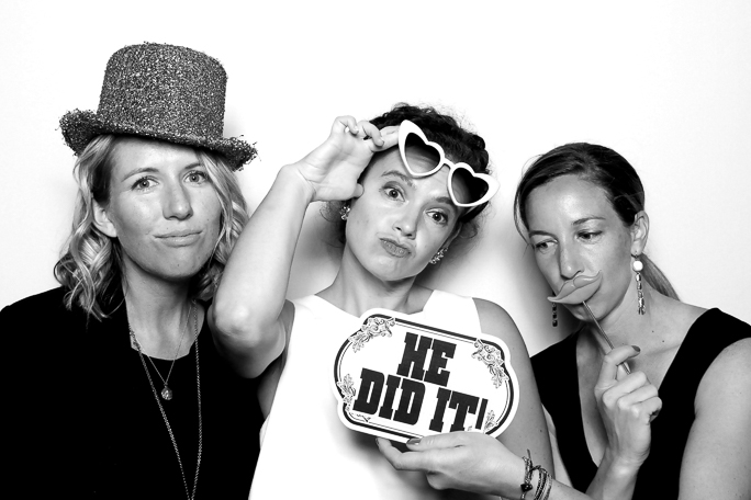 Black and white photo of three women
