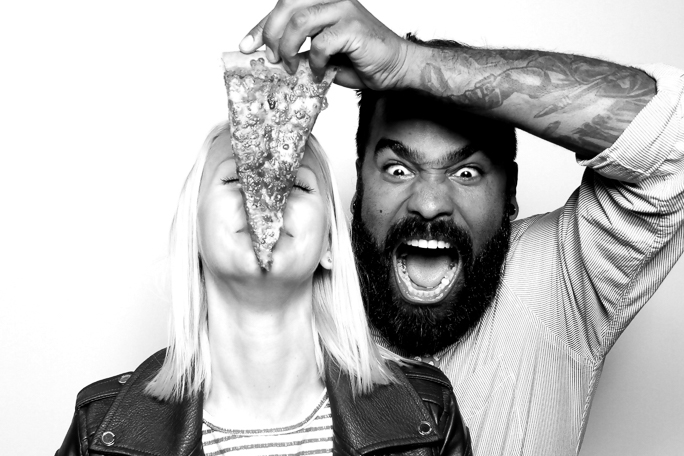 Black and white photo of a couple