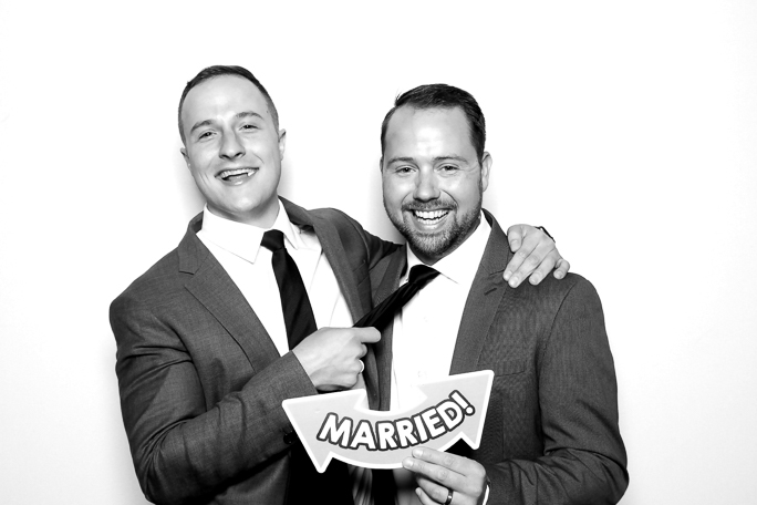 Black and white photo of two men