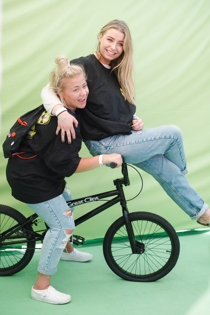 Two girls on a bike