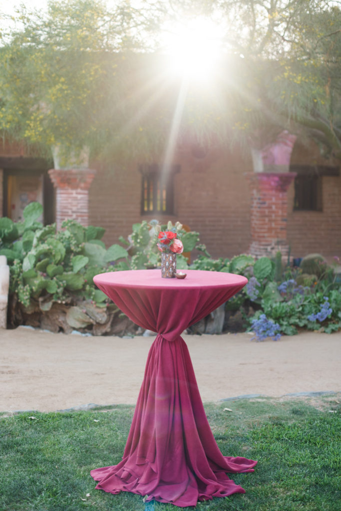 Table with flowers and linen 