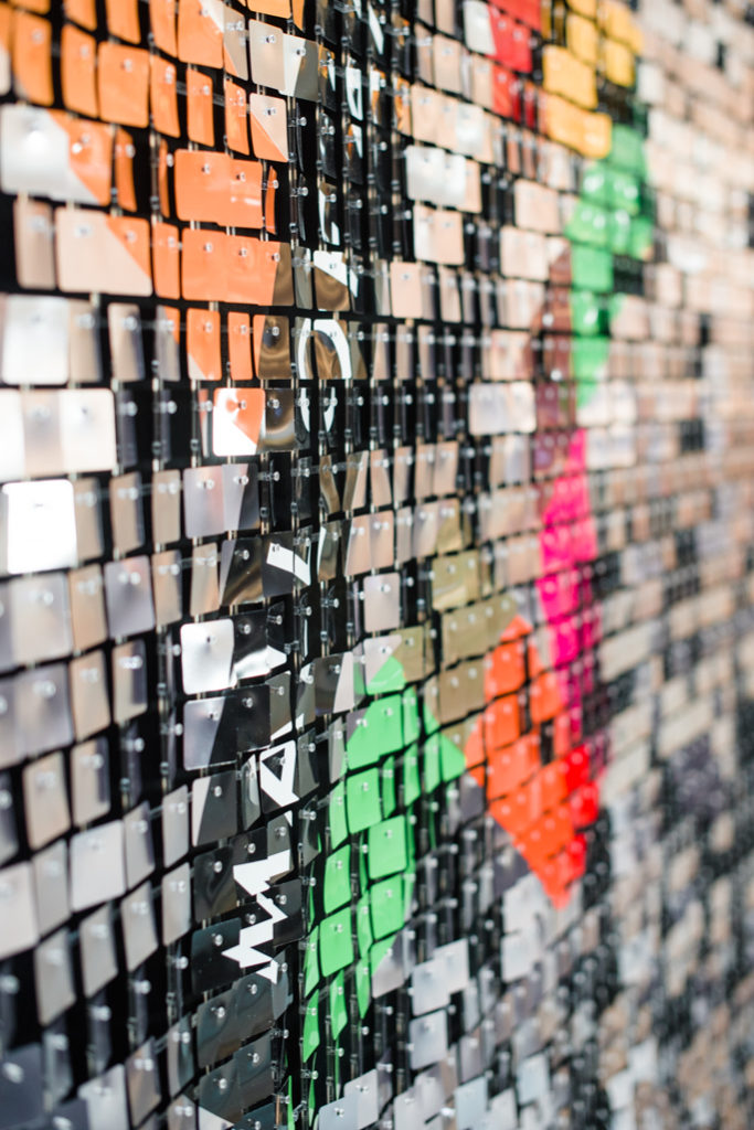 Close up of a silver backdrop