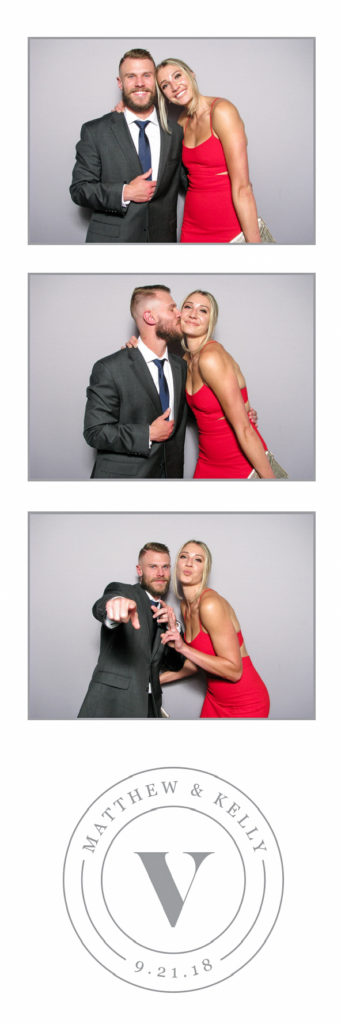 Photo strip with 3 photos of a couple girl in a red dress