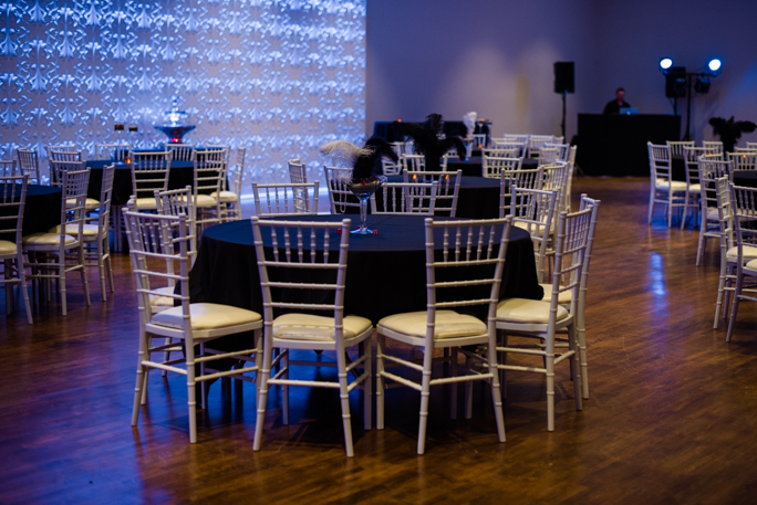 Tables and chairs in the room