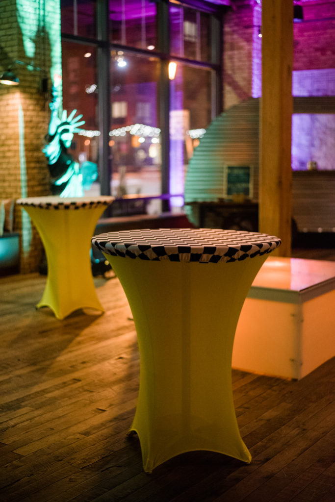 Interior with cocktail tables