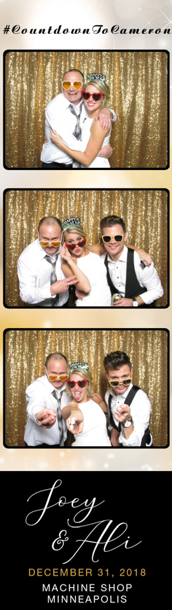 three people are posing for photos