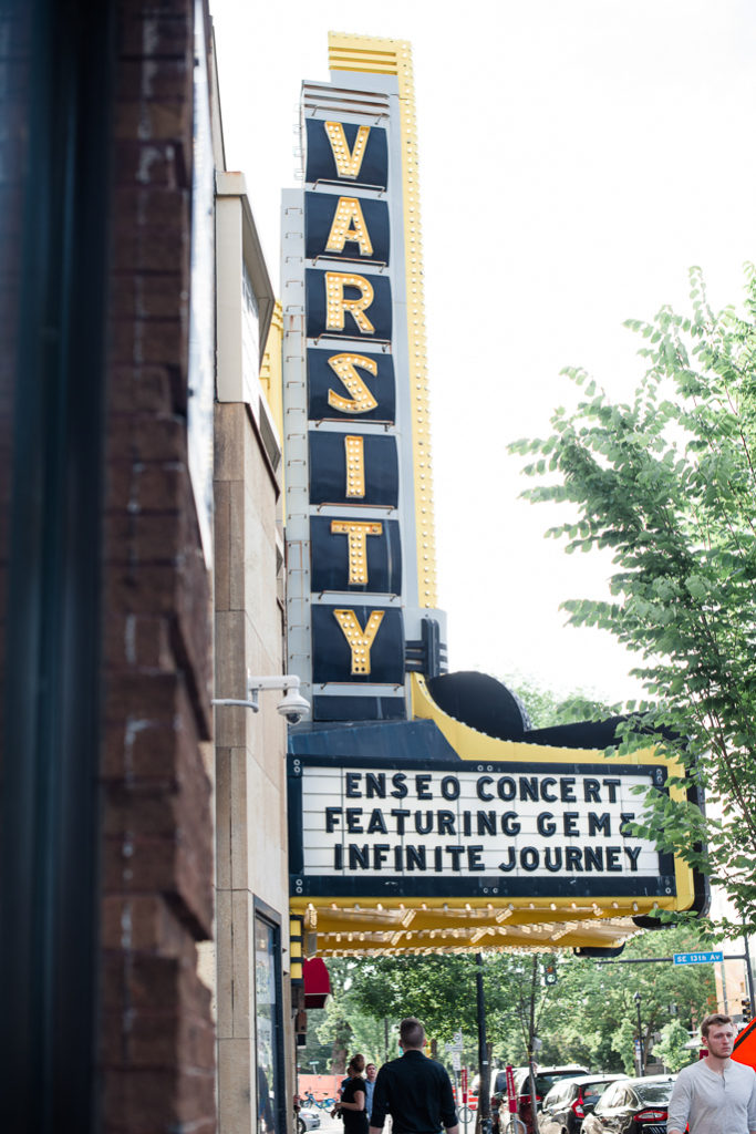 A sign outside of a theater