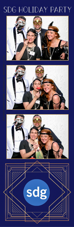 A photo strips with dressed up people smiling
