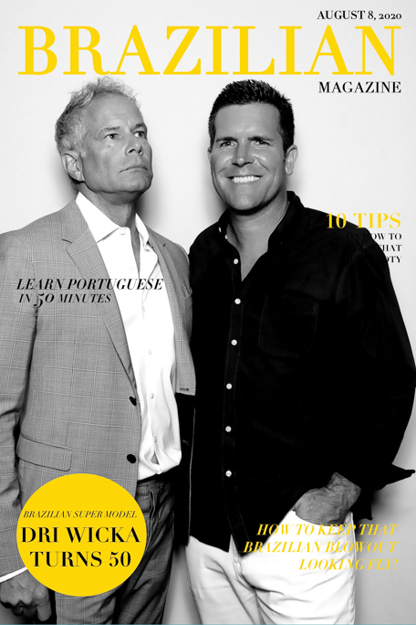 Magazine cover photo booth photo of two men