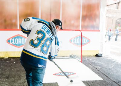 A man playing hockey