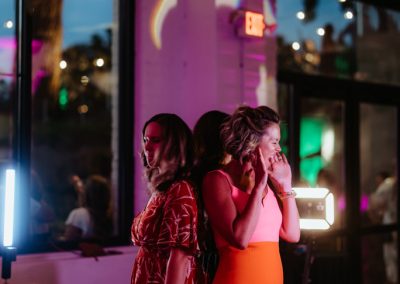 Women using the 360 booth