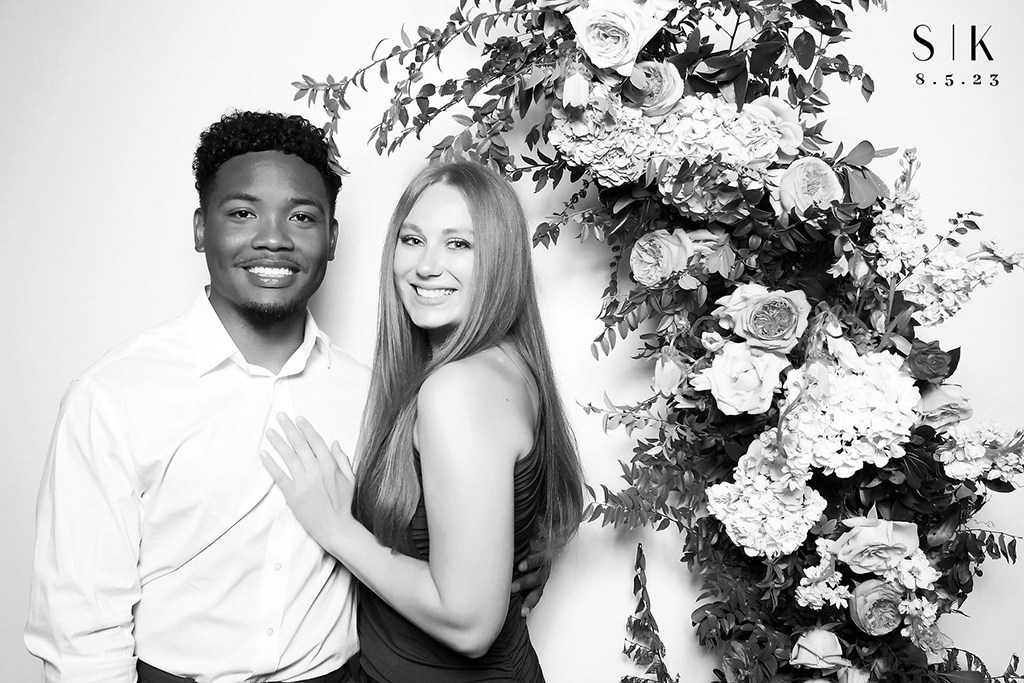 Glam photo booth black and white portrait at a Minneapolis event