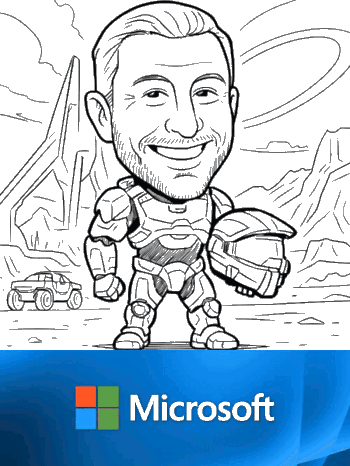 Microsoft animated Drawbot portrait