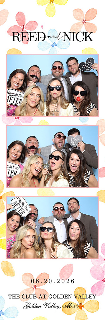 Wedding photo strip with names, date and venue