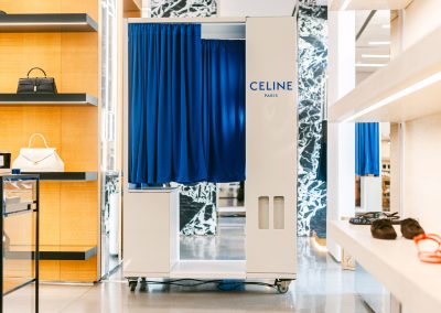Celine branded enclosed photo booth inside a retail store brand activation