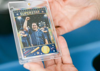 Custom Superstar trading card printed at a corporate photo booth brand activation