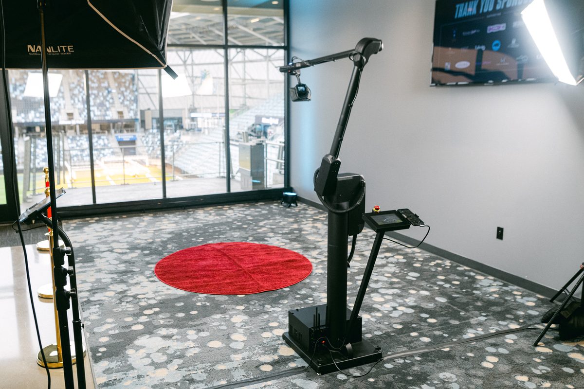 Glambot robotic camera arm set up for a corporate event in Minneapolis