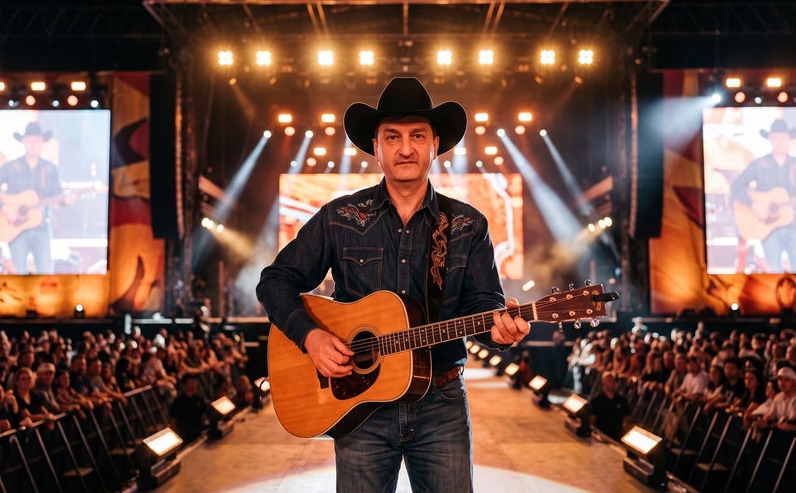 AI photo booth transformation of a guest into a country music star on stage