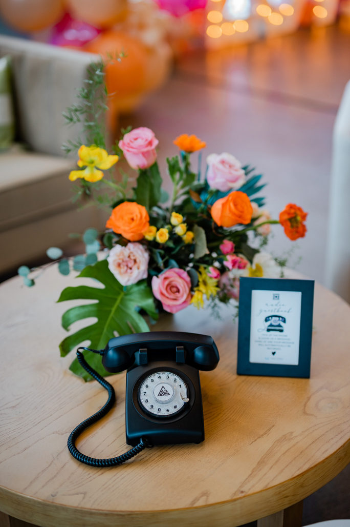 Audio guest book vintage phone setup at a Minneapolis event