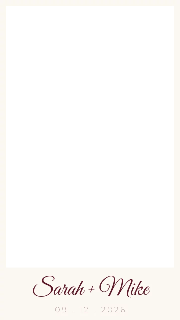 Custom boomerang overlay with the couple names and date