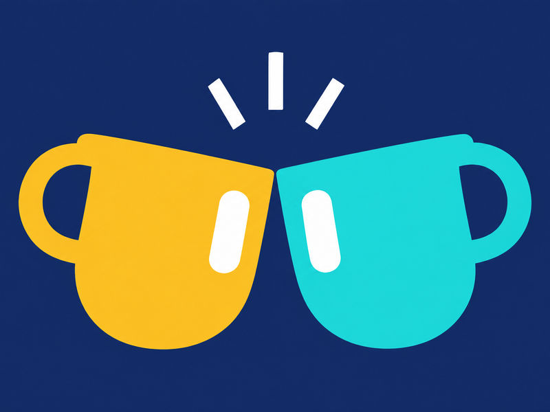 Master image for a photo mosaic wall: two illustrated teacups on a navy background