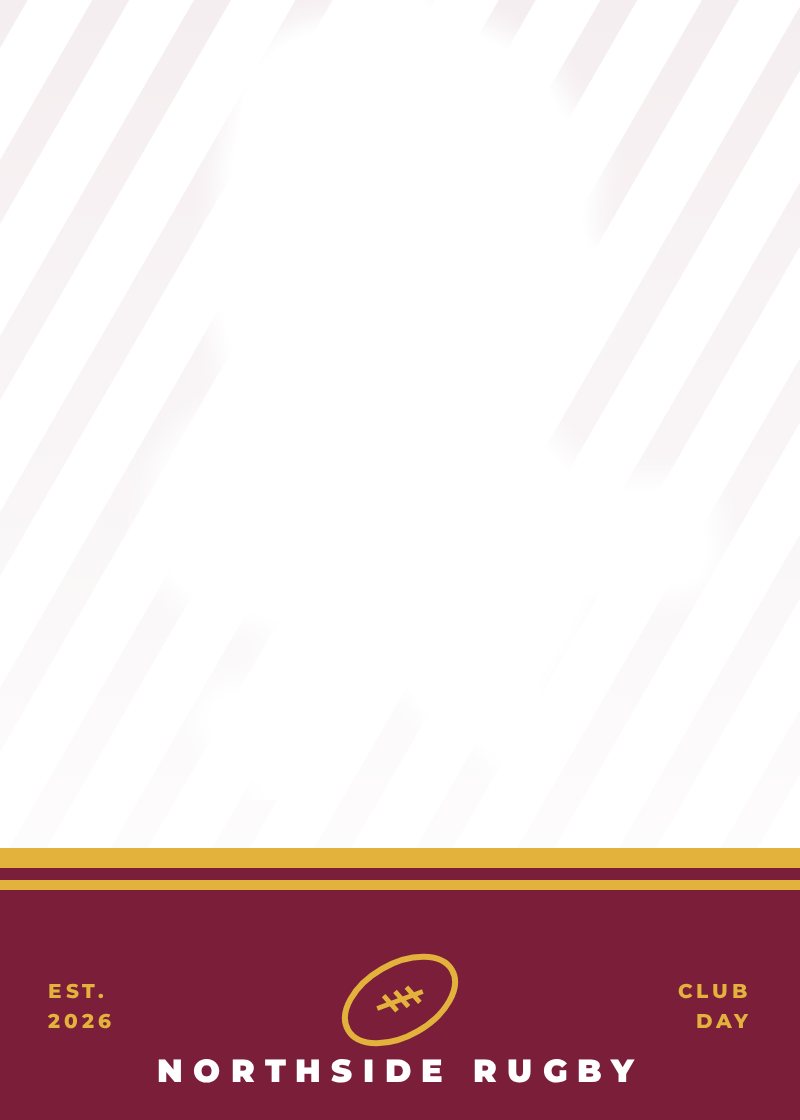 Blank Sketch Bot card template with a branded rugby logo band