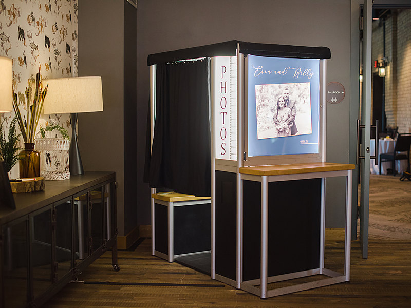 Traditional enclosed photo booth at a wedding reception in Minneapolis