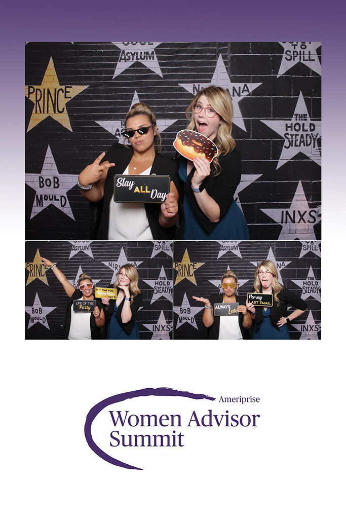 Women advisor summit print of two women in front of a First Avenue style star wall